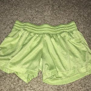 green athletic shorts